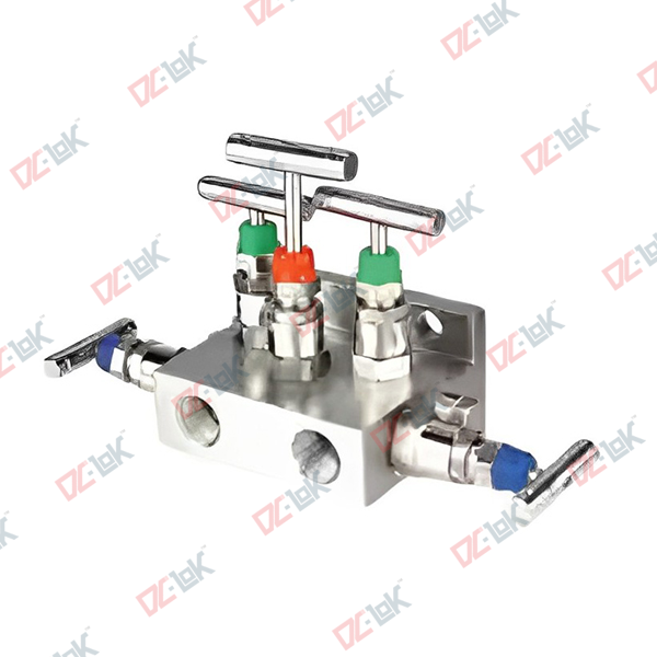 Five Valve Manifold, Direct Mount T Type Pipe x Flange